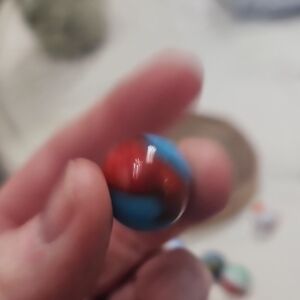 Vibrant Red and Blue Glass Marble